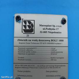 Zbiornik na deszczówkę BOLT 1000 l z filtrem -  Marseplast